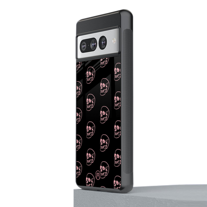 pink skull pattern back phone cover | glass case for google pixel 7 pro