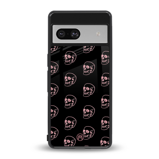 pink skull pattern back phone cover | glass case for Google Pixel 7A