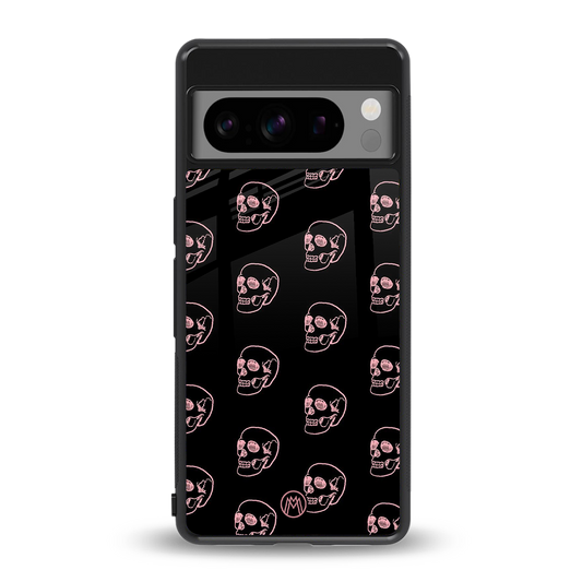 pink skull pattern back phone cover | glass case for google pixel 8 pro