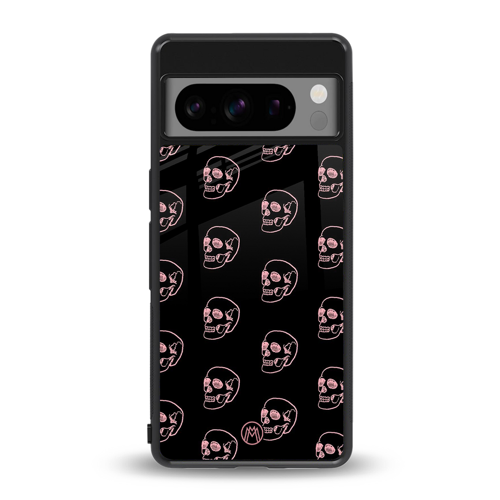 pink skull pattern back phone cover | glass case for google pixel 8 pro