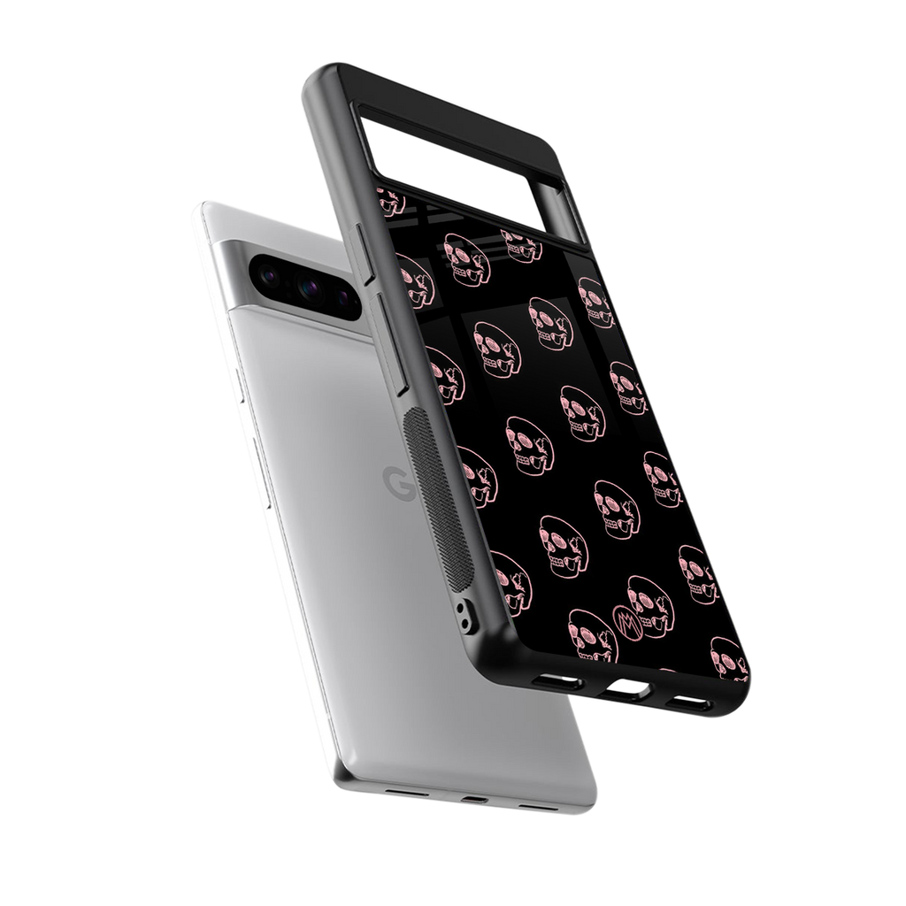 pink skull pattern back phone cover | glass case for google pixel 8 pro
