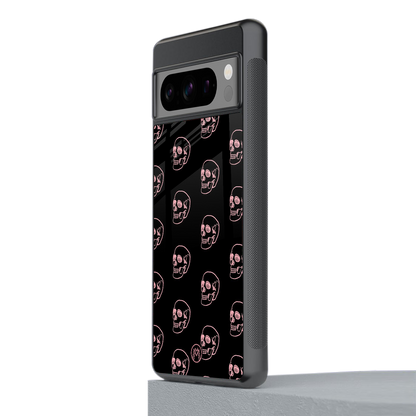 pink skull pattern back phone cover | glass case for google pixel 8 pro