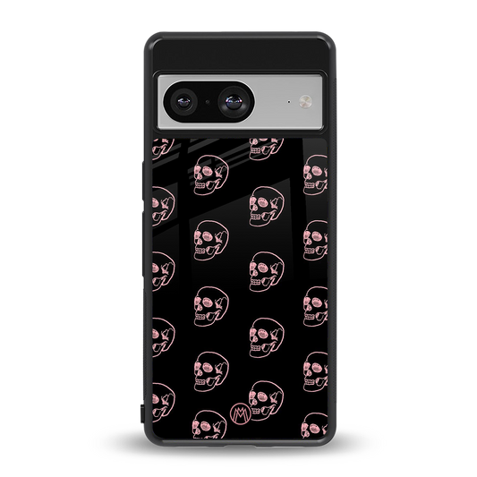 pink skull pattern back phone cover | glass case for Google Pixel 8
