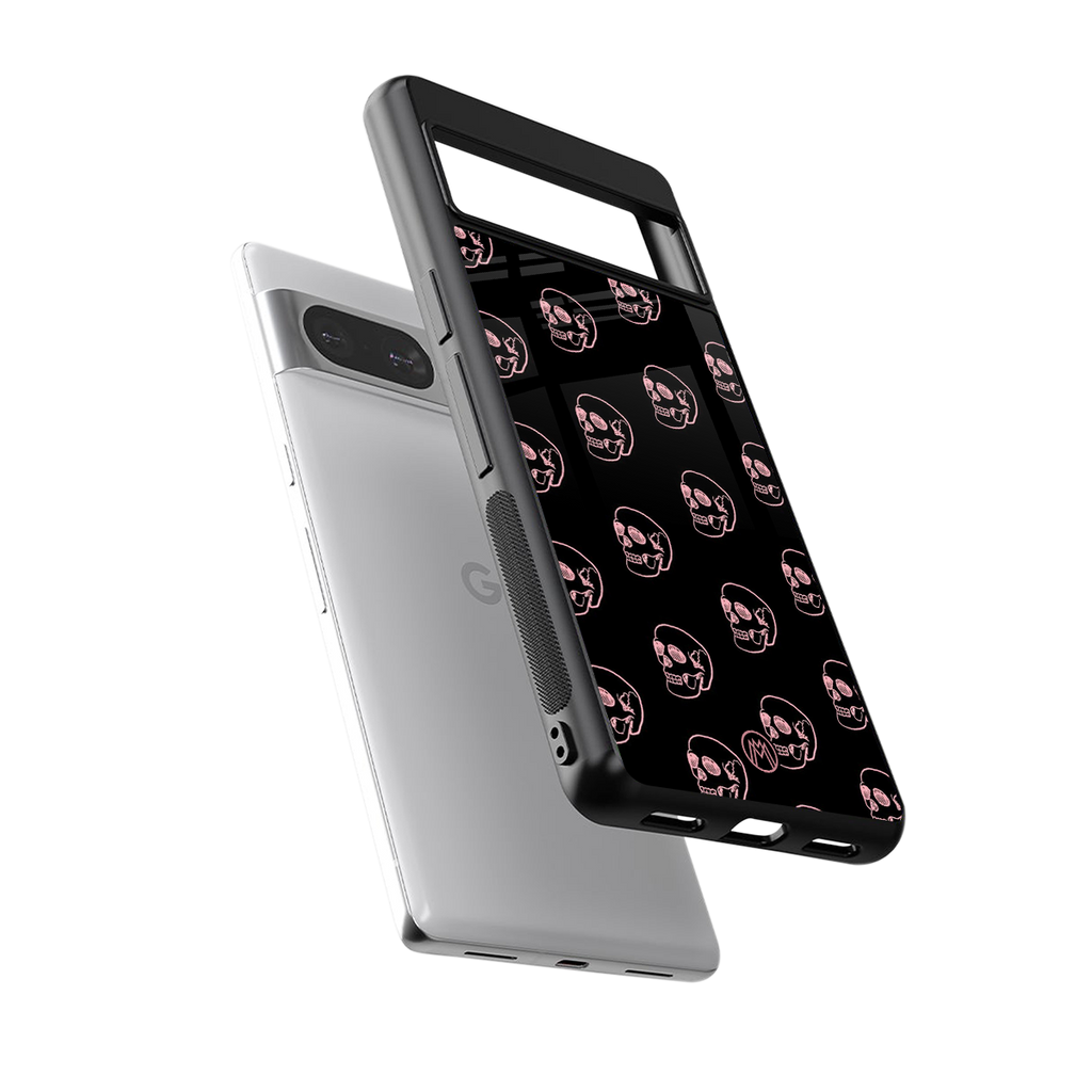 pink skull pattern back phone cover | glass case for Google Pixel 8
