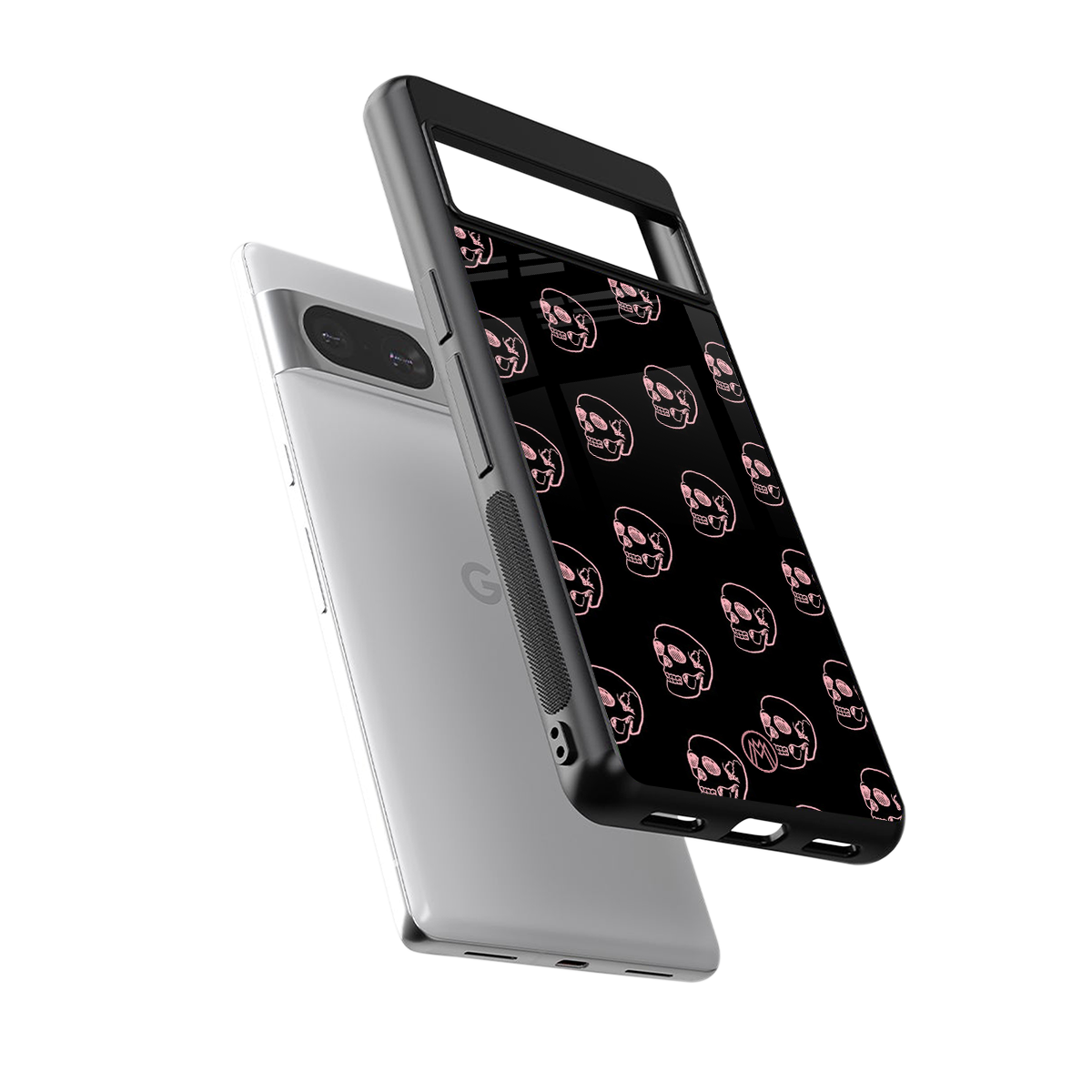 pink skull pattern back phone cover | glass case for Google Pixel 8