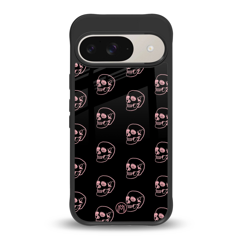 pink skull pattern back phone cover | glass case for google pixel 9