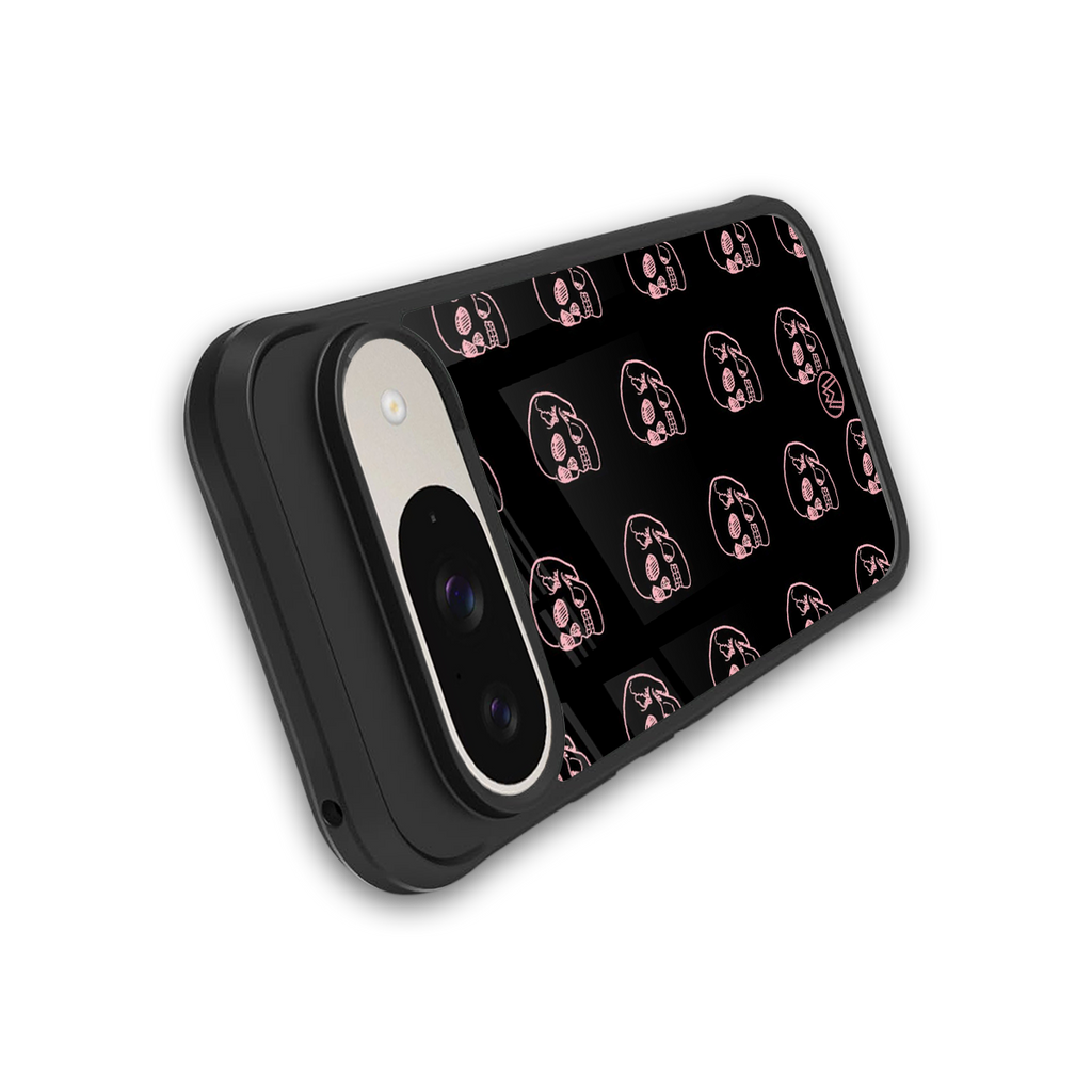 pink skull pattern back phone cover | glass case for google pixel 9