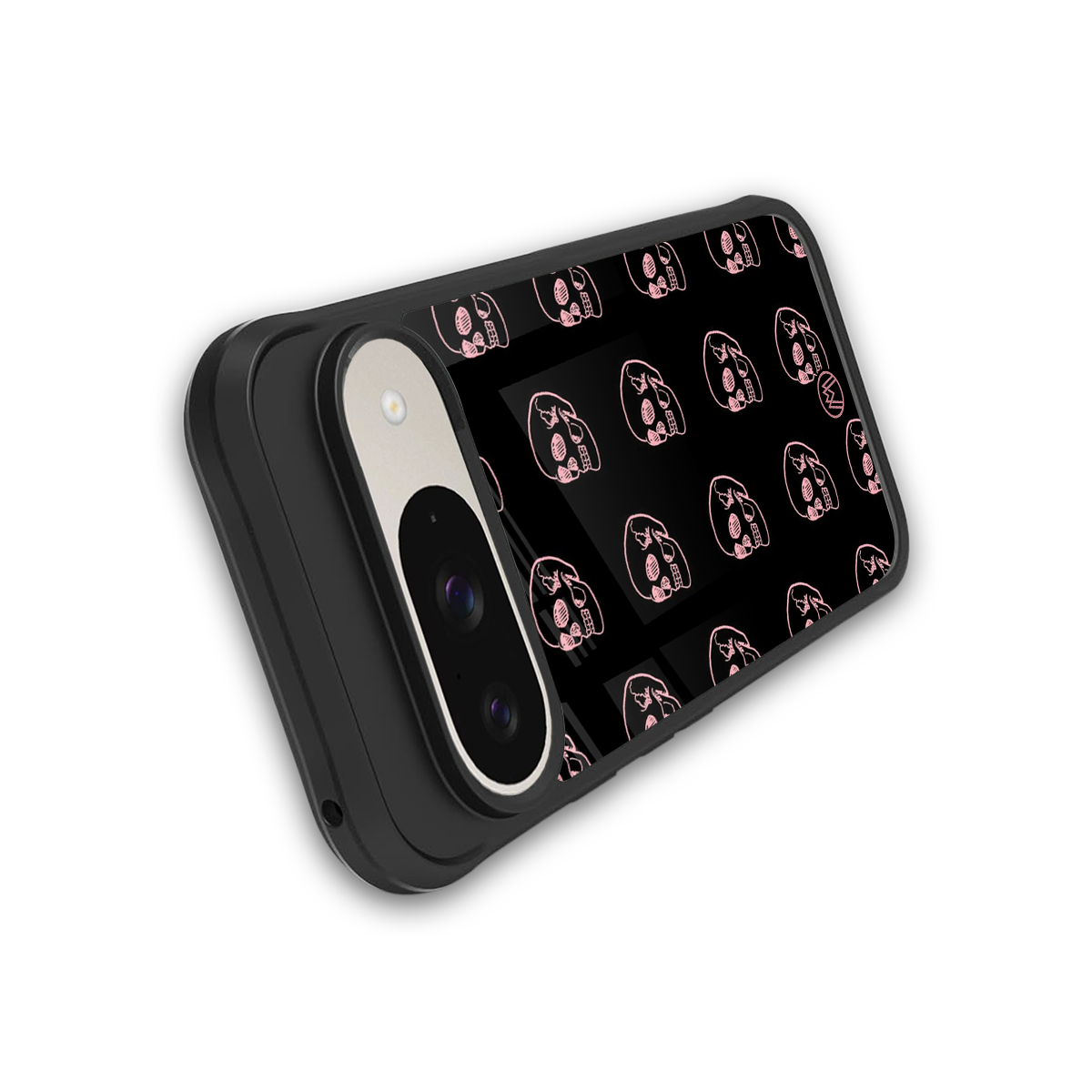 pink skull pattern back phone cover | glass case for google pixel 9