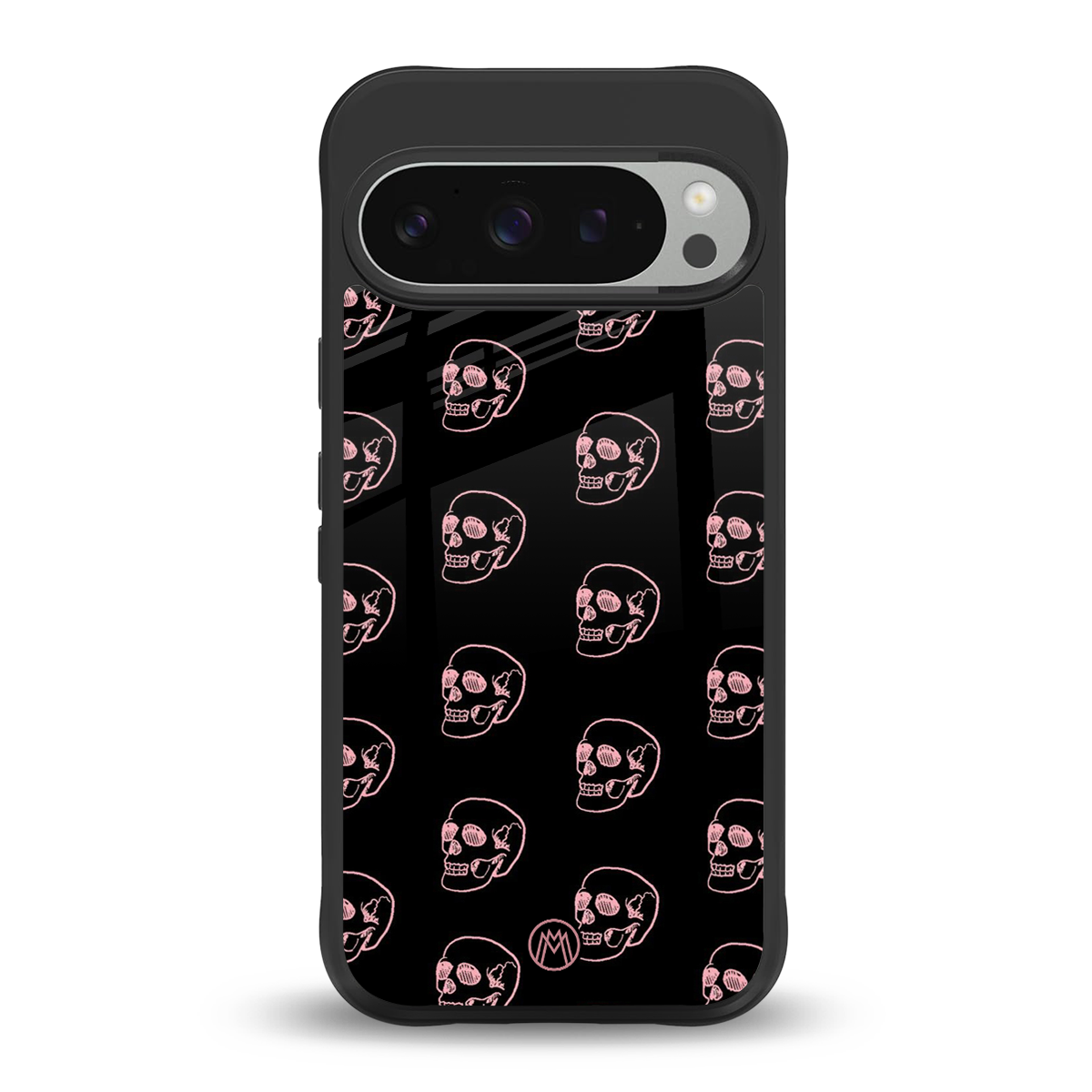 pink skull pattern back phone cover | glass case for google pixel 9 pro xl