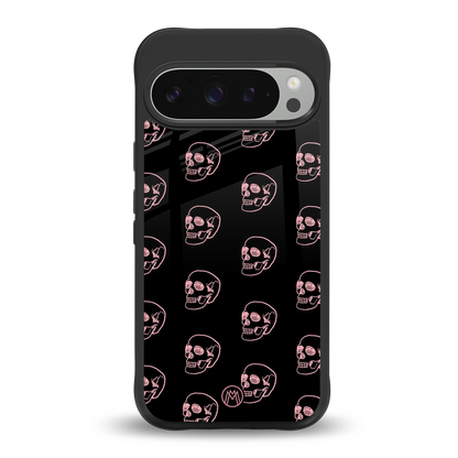 pink skull pattern back phone cover | glass case for google pixel 9 pro xl