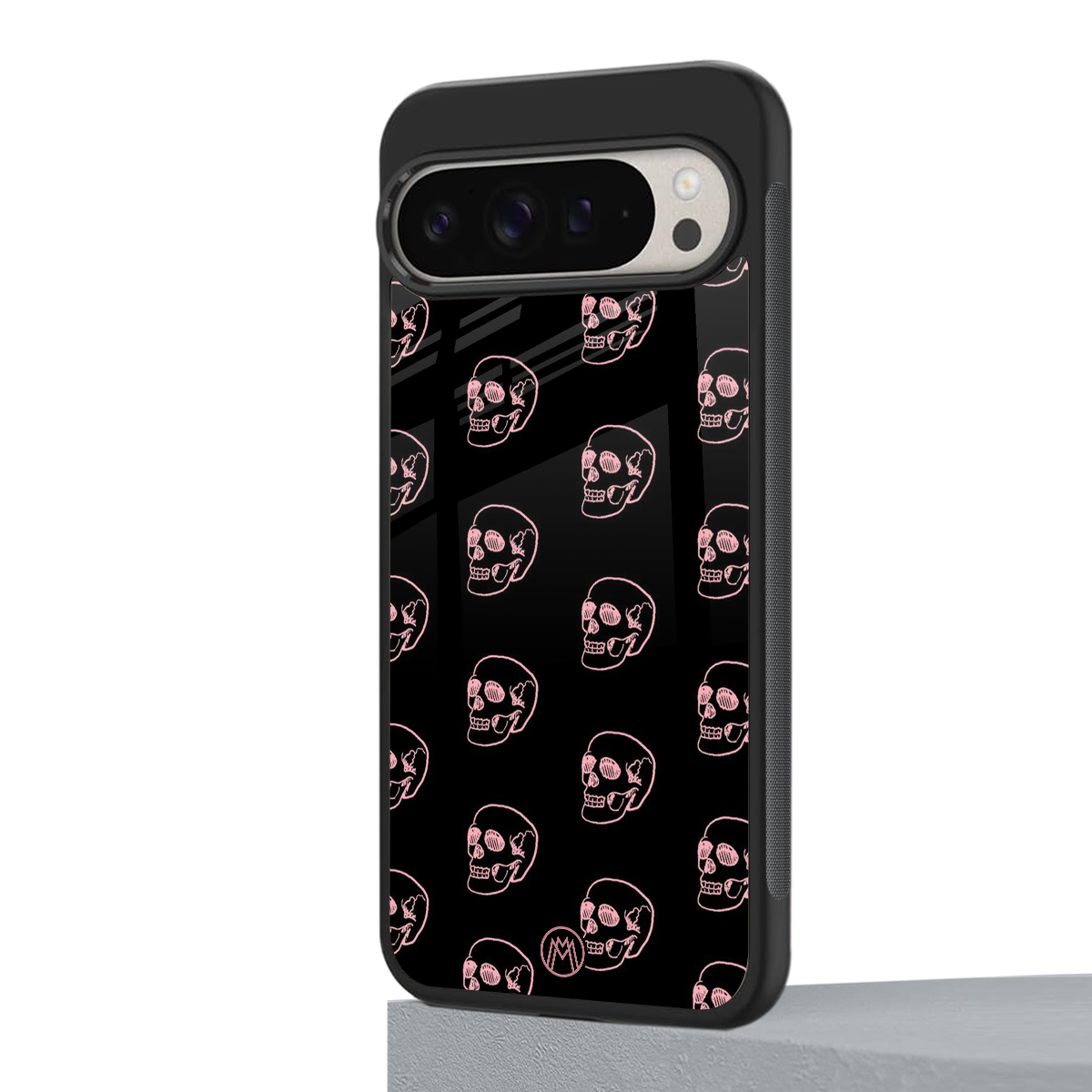pink skull pattern back phone cover | glass case for google pixel 9 pro xl