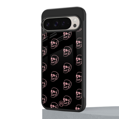 pink skull pattern back phone cover | glass case for google pixel 9 pro xl