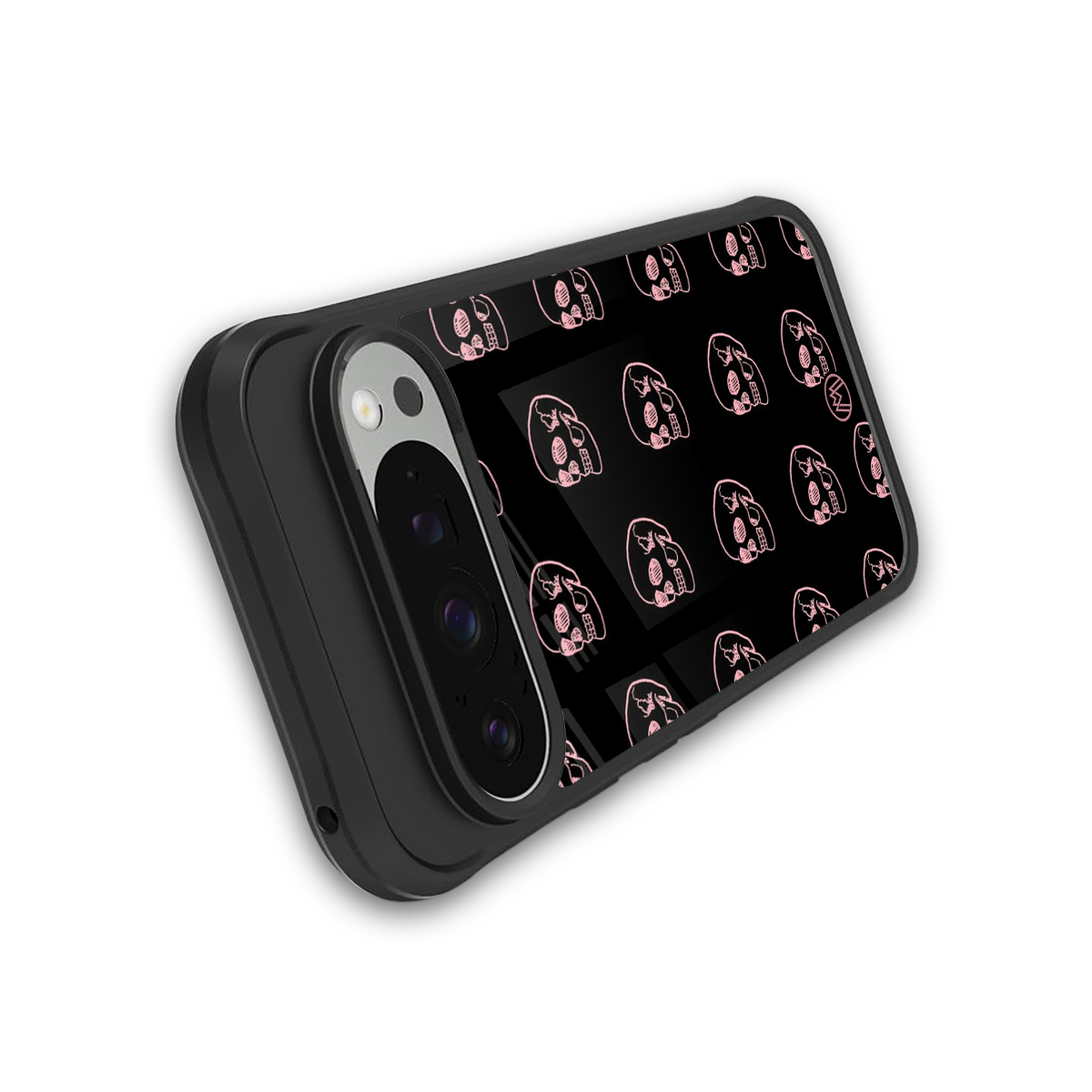 pink skull pattern back phone cover | glass case for google pixel 9 pro