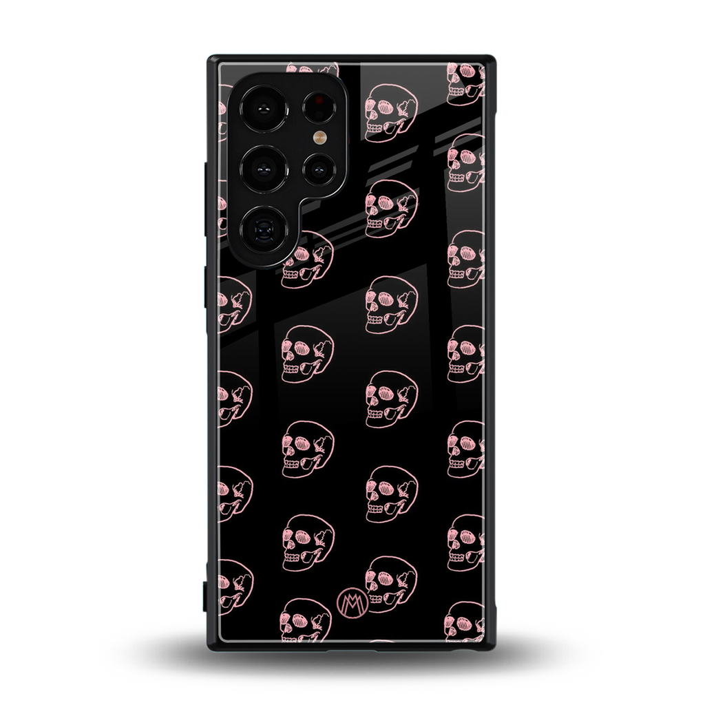 pink skull pattern back phone cover | glass case for samsung galaxy s24 ultra