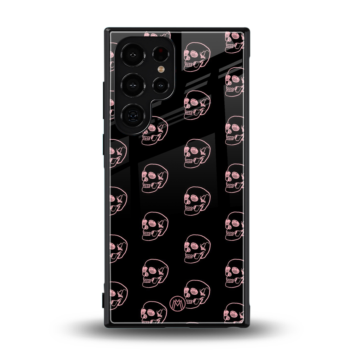 pink skull pattern back phone cover | glass case for samsung galaxy s23 ultra
