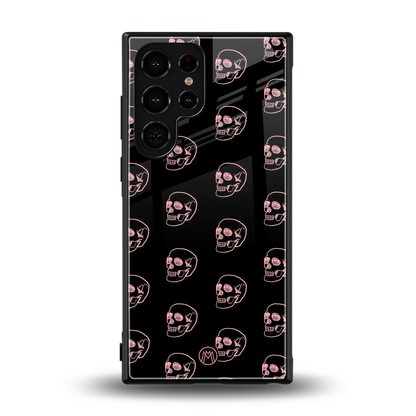 pink skull pattern back phone cover | glass case for samsung galaxy s23 ultra