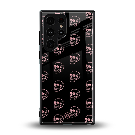 pink skull pattern back phone cover | glass case for samsung galaxy s23 ultra