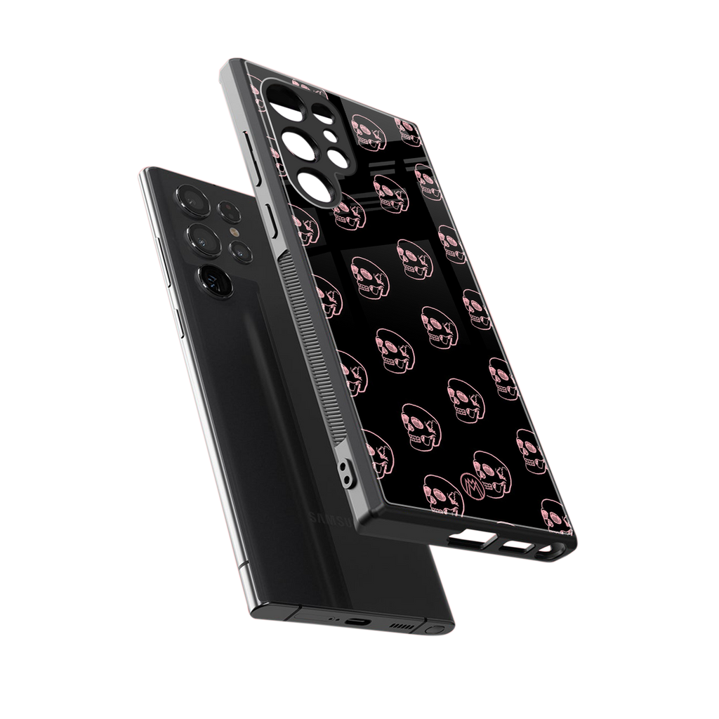 pink skull pattern back phone cover | glass case for samsung galaxy s23 ultra