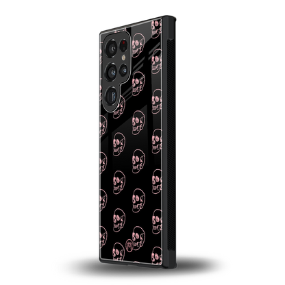 pink skull pattern back phone cover | glass case for samsung galaxy s23 ultra