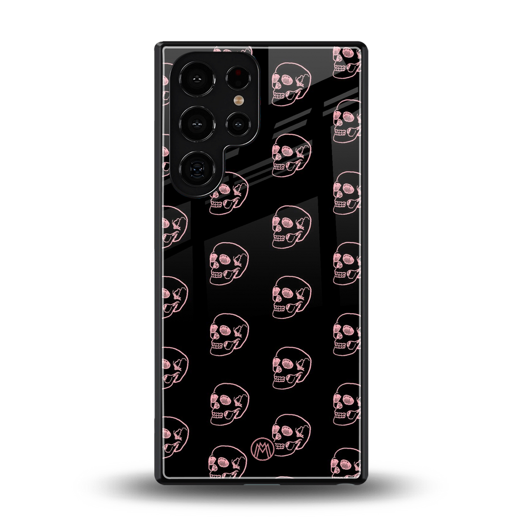 pink skull pattern back phone cover | glass case for samsung galaxy s25 ultra