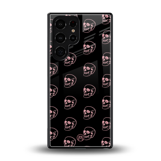 pink skull pattern back phone cover | glass case for samsung galaxy s25 ultra