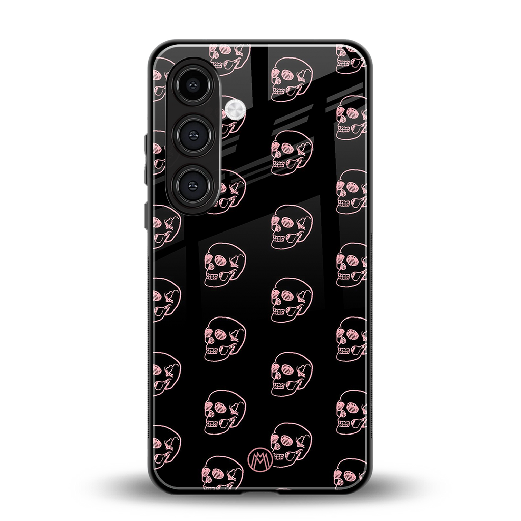 pink skull pattern back phone cover | glass case for samsung galaxy s24