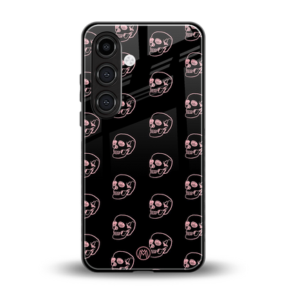 pink skull pattern back phone cover | glass case for samsung galaxy s24 fe