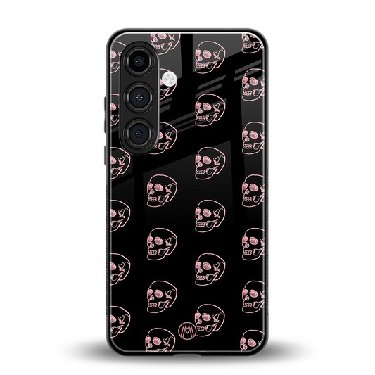 pink skull pattern back phone cover | glass case for samsung galaxy s24 fe