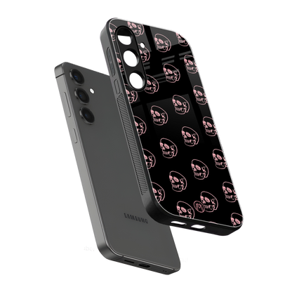 pink skull pattern back phone cover | glass case for samsung galaxy s24 plus