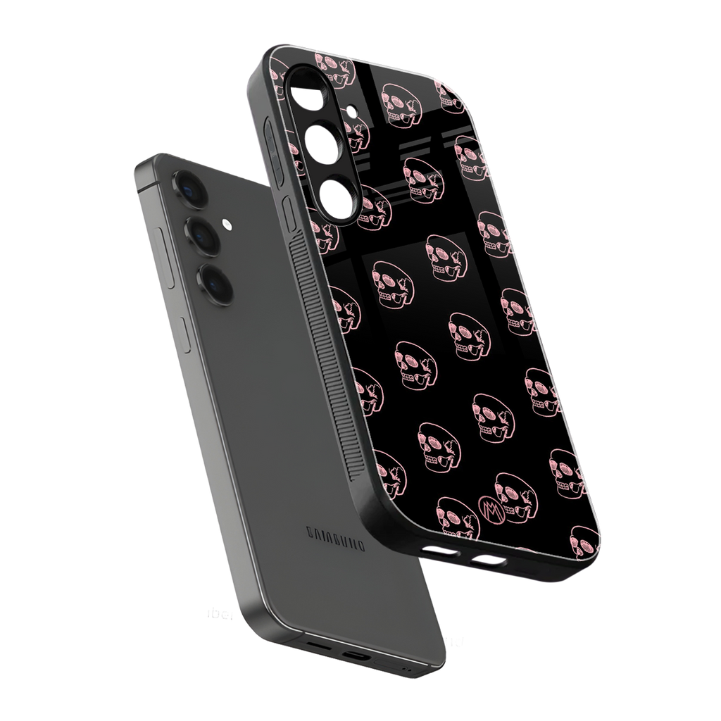 pink skull pattern back phone cover | glass case for samsung galaxy s25