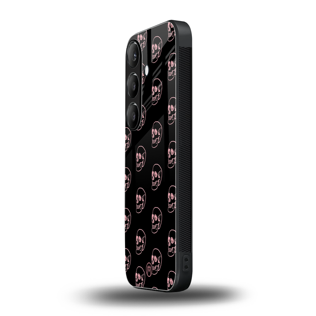 pink skull pattern back phone cover | glass case for samsung galaxy s24