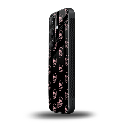 pink skull pattern back phone cover | glass case for samsung galaxy s23 fe
