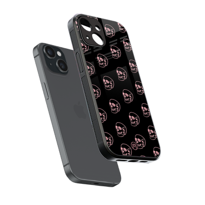 pink skull pattern back phone cover | glass case for iphone 15
