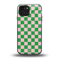 pink & green check pattern back phone cover | glass case for iphone 13 mini
