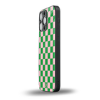 pink & green check pattern back phone cover | glass case for iphone 13 pro max