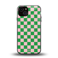 pink & green check pattern back phone cover | glass case for iphone 13