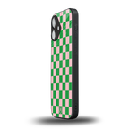 pink & green check pattern back phone cover | glass case for iphone 16
