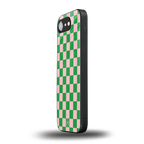 pink & green check pattern back phone cover | glass case for iphone 16e