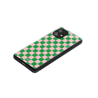 pink & green check pattern back phone cover | glass case for nothing phone 1