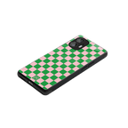 pink & green check pattern back phone cover | glass case for nothing phone 2