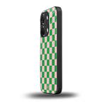 pink & green check pattern back phone cover | glass case for oneplus nord 3