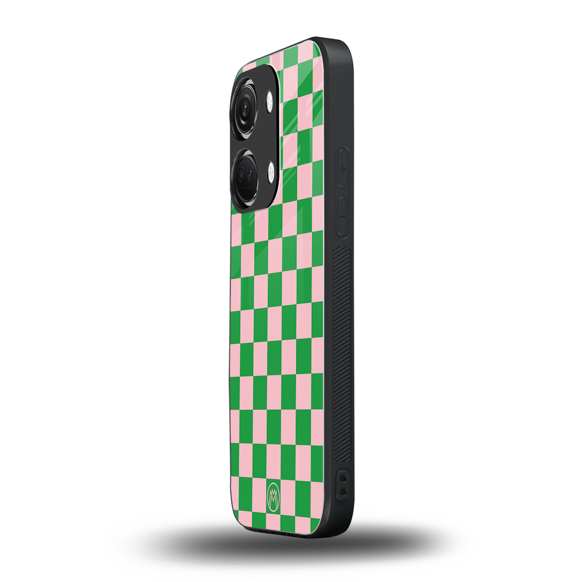 pink & green check pattern back phone cover | glass case for oneplus nord 3