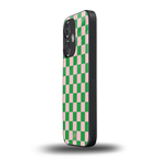 pink & green check pattern back phone cover | glass case for oneplus nord ce 3