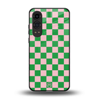 pink & green check pattern back phone cover | glass case for oneplus nord ce 4 lite