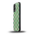 pink & green check pattern back phone cover | glass case for oneplus nord ce 4 lite