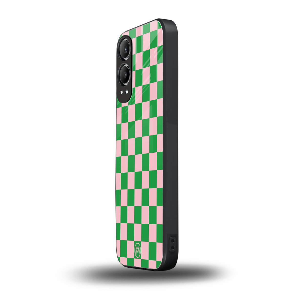 pink & green check pattern back phone cover | glass case for oneplus nord ce 4 lite