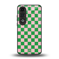 pink & green check pattern back phone cover | glass case for oneplus nord ce 4