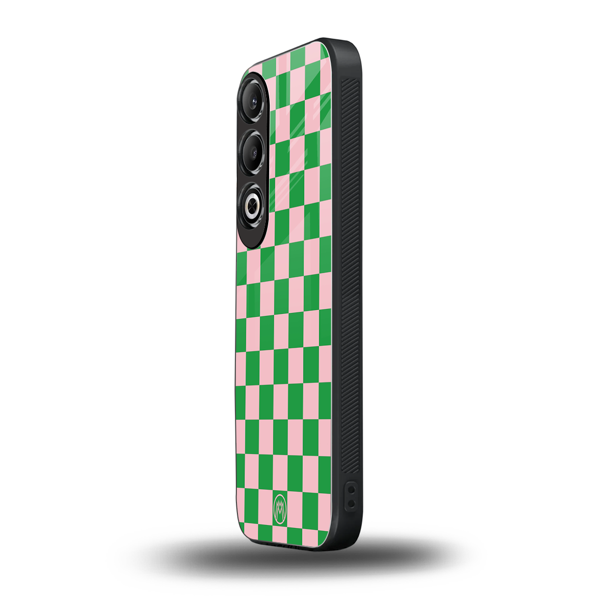 pink & green check pattern back phone cover | glass case for oneplus nord ce 4