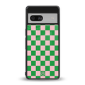 pink & green check pattern back phone cover | glass case for Google Pixel 7