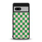 pink & green check pattern back phone cover | glass case for Google Pixel 7